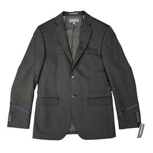 American Airlines Suit Jacket Mens 38R Dark Charcoal 2 Button SLIM Fit Striped